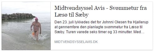 Johnni Olesen svømmer fra Læsø til Sæby